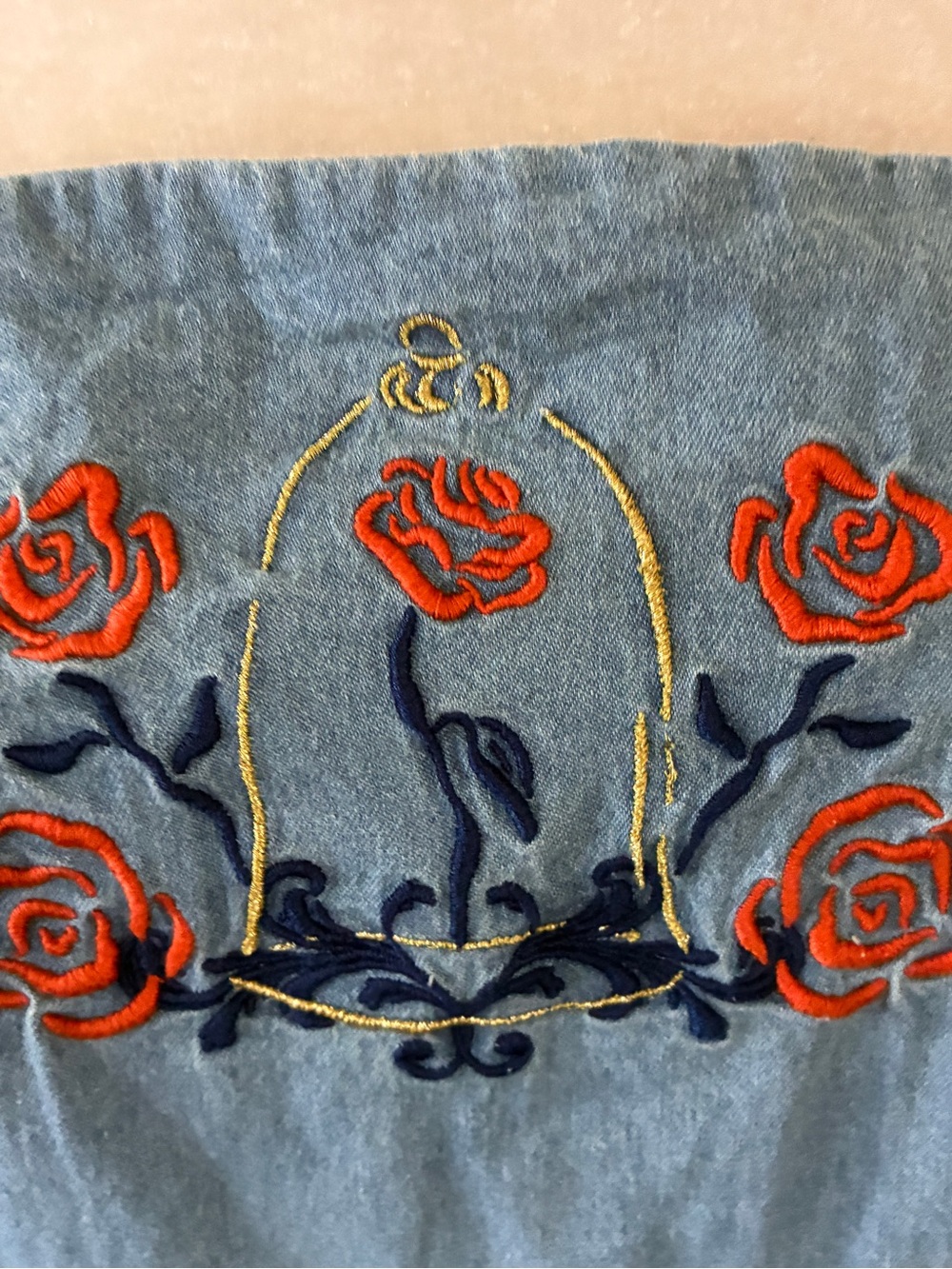 Disney Belle Beauty and The Beast Enchanted Rose Denim Sundress- Size Large - Picture 4 of 16